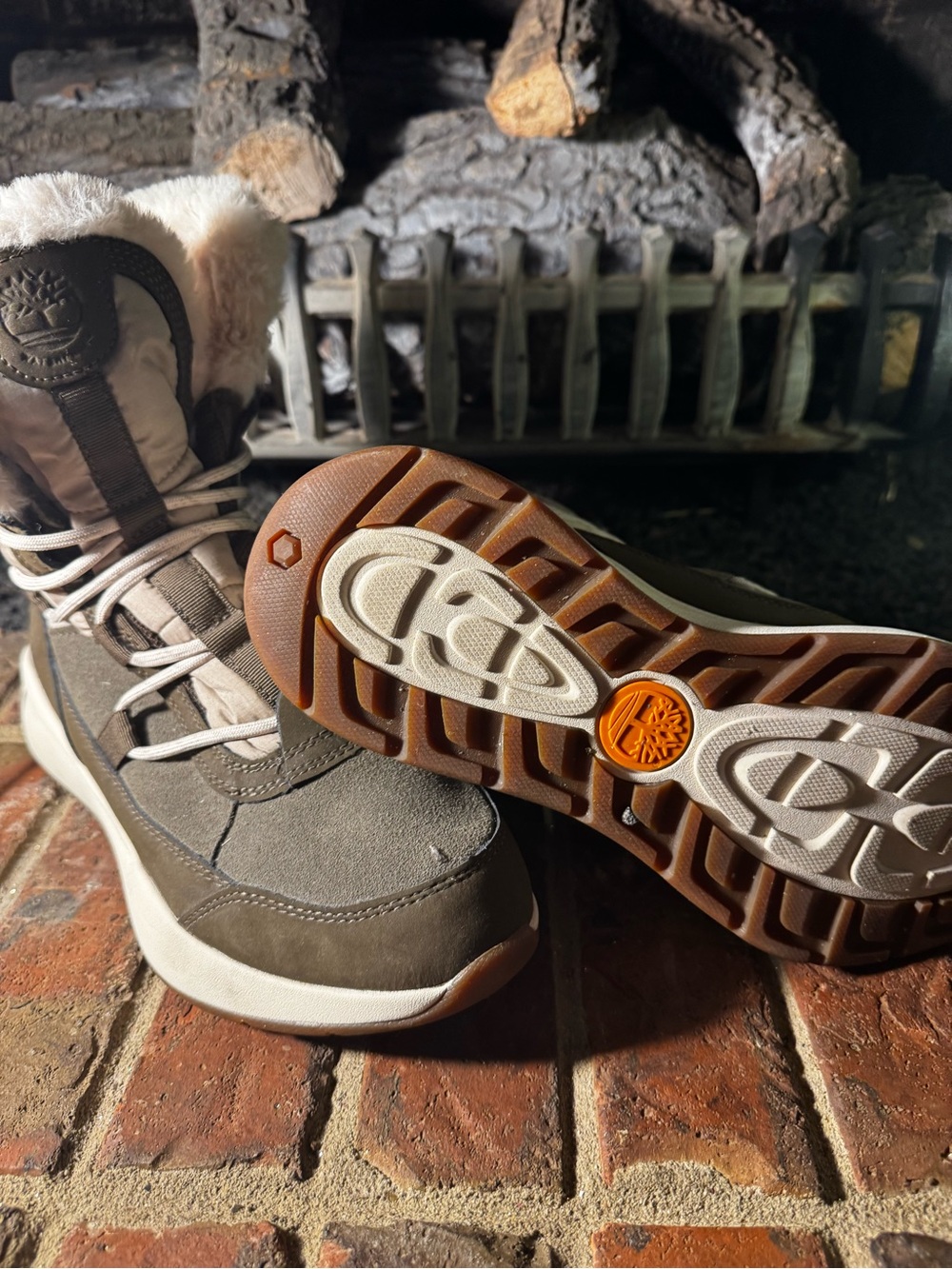 Women’s Timberland Brown and White Faux-Fur Winter Boots